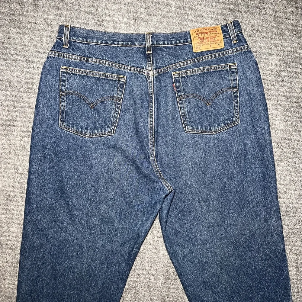 VTG Levis 550 Jeans Womens 22W Relaxed Fit Tapered Leg Made USA 99' Dark Wash‎